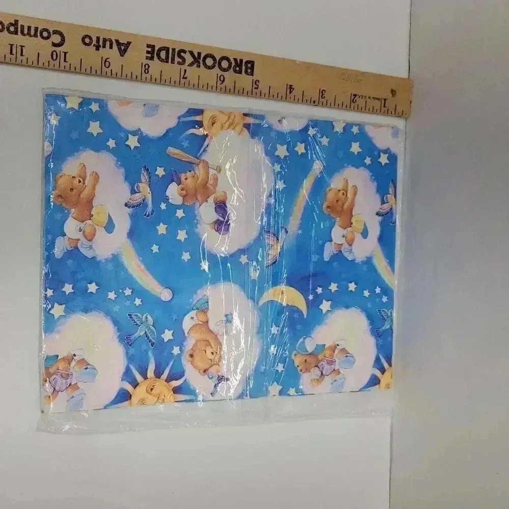 Vintage American Greetings Baby Boy Bear Gift Wrap 8.33 sq. ft. New in Package